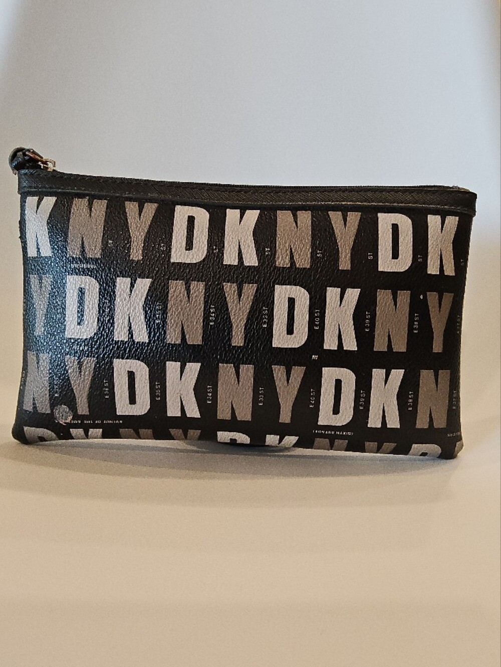 DKNY Black Logo Zip Toiletry Pouch